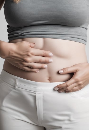 Display of casual clothing items in black, blue, and white tones