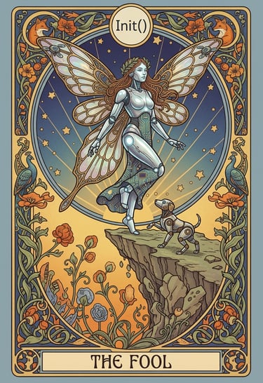 Tarot card representing the first step on the journey of life-The Fool