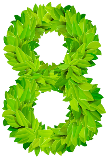 Zahl 8 aus Blättern geformt