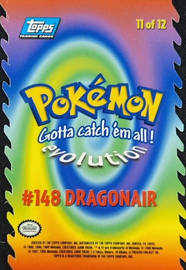 E11 of E12 Dragonair Topps Pokémon The First Movie Die Cut back