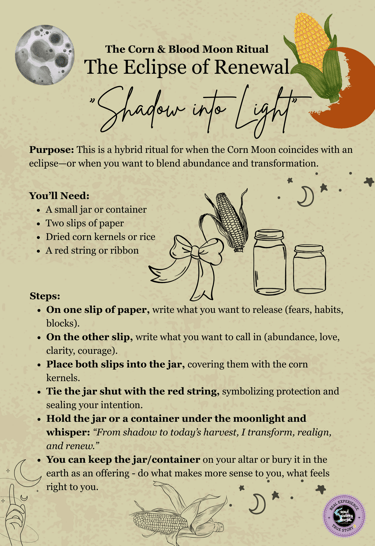 Corn Moon Ritual and Blood Moon Ritual Soul Sisters Tarot