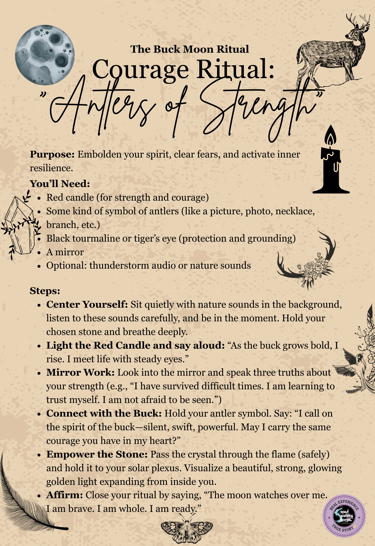The Buck Moon Ritual Courage Ritual Soul Sisters Tarot