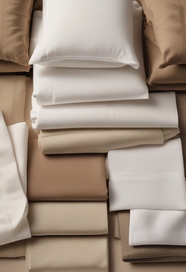 A close-up of plush pillows in various shapes and sizes.