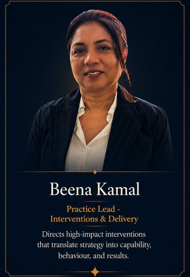 Professional portrait of Beena Kamal, Practice Lead for Interventions and Delivery in business strategy.