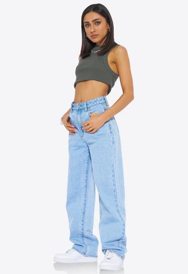 Women's light blue high waist jeans