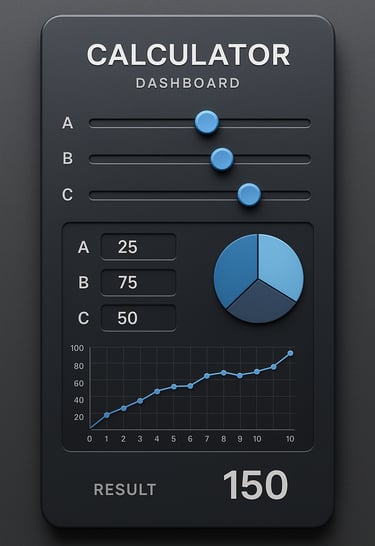 Dashboard-calculadora-interativa-sliders-campos-input-gráficos-resultado