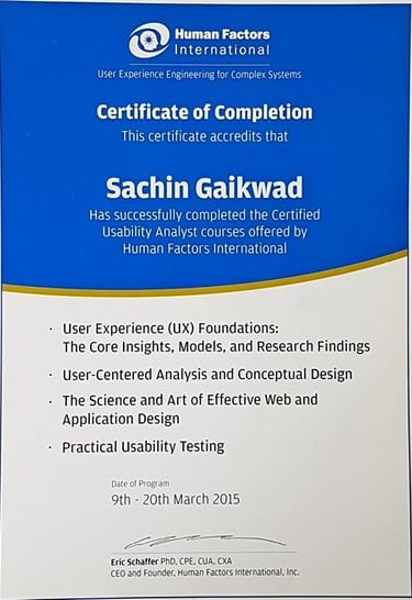 Training Completion Certificate in Certified Usability Analyst