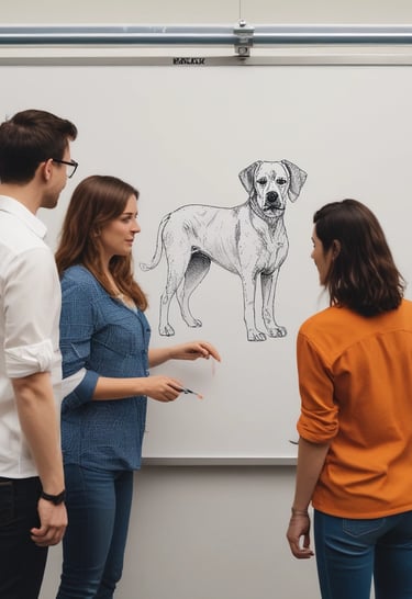 A yellow sign features cartoon illustrations of a dog holding a bag, along with Japanese text indicating the responsibility of pet owners. The sign is seen against a backdrop of chain-link fencing and blurred purple flowers.