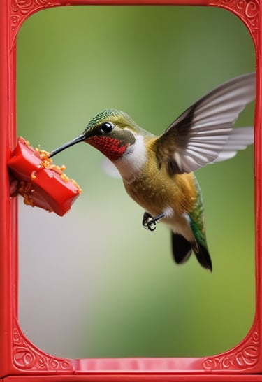 A charming gift box featuring jars of pickled eggs and a bottle of hummingbird food.