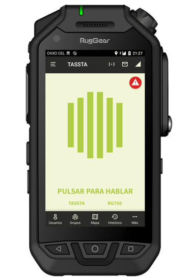 MCPTT Handheld Ruggear RG750 con TASSTA