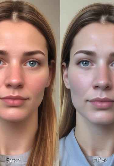 Before and after photos showing visible skin improvement using modenex