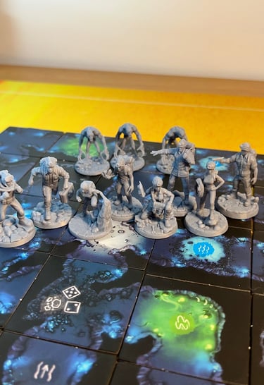 Figurines en résine imprimées en 3D pour jeux de société