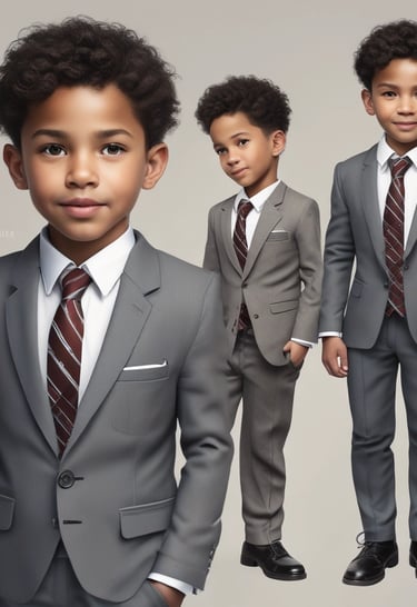 Smiling child wearing a colorful kente-inspired outfit, highlighting rich textures and vibrant colors.
