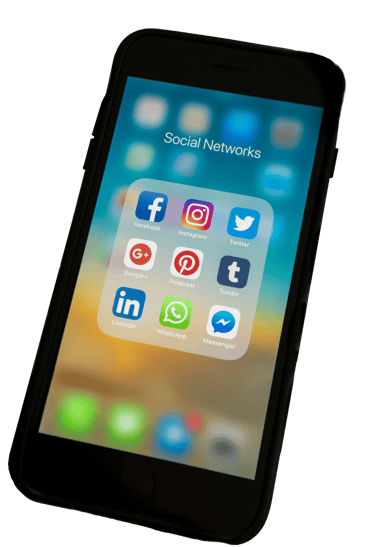 cell phone with social media apps on it