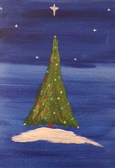 Réf : NOE241206; Sapin décoré. 24x33. 