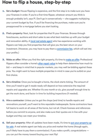 Generalist writer sample on flipping houses