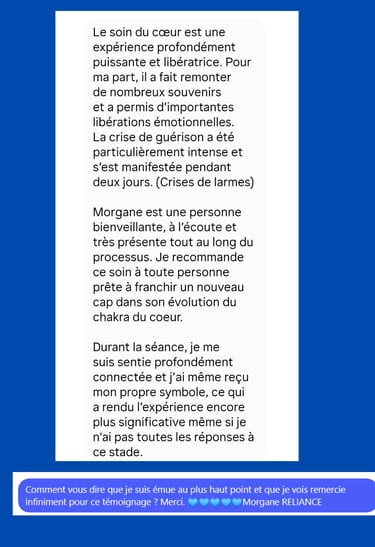 témoignage Soin du coeur de Sitraya Morgane reliance