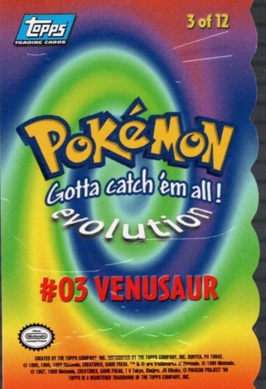 E3 Of E12 Venusaur Topps Pokémon The First Movie Die Cut back