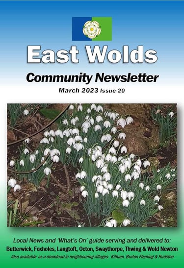 Cover shot of the March 2023 issue of the East Wolds Community Newsletter