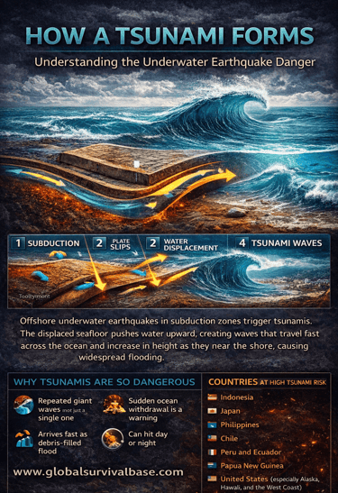 the infographics of how tsunami forms