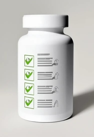 Safety checklist highlighting Nervovive supplement quality, ingredients and usage information