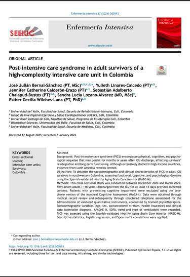 Post-intensive care syndrome in adult survivors of a high-complexity intensive care unit in Colombia