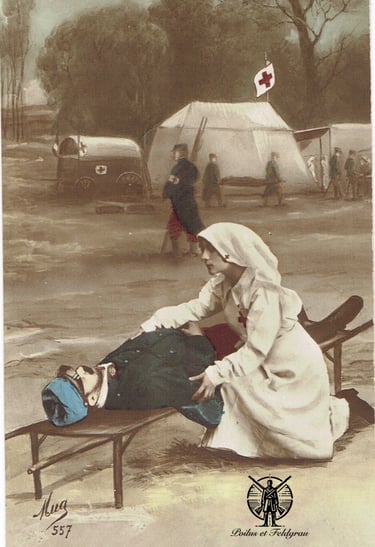 Une infirmière avec un blessé