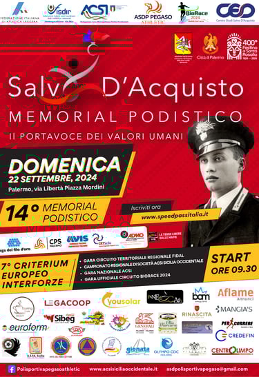 Locandina evento Memorial Podistico Salvo D'acquisto
