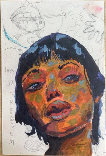 Original Takara Welter Gouache with Graphite on Paper Painting, Title "Letting Go Isn't Loss"