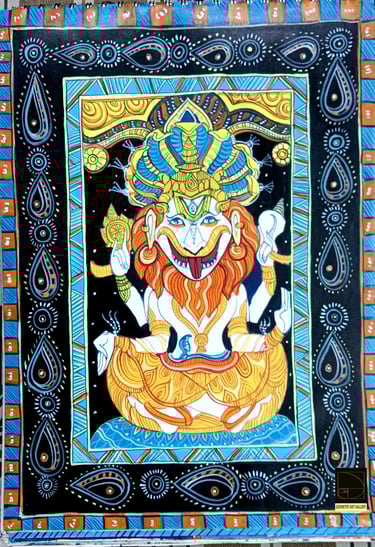 pattacjtra art of hindu god narsimha with colorful background
