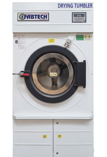 Industrial drying tumbler machine for large-scale laundry facilities