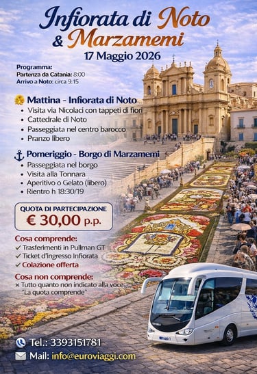 Gita tour con bus per infiorata a Noto