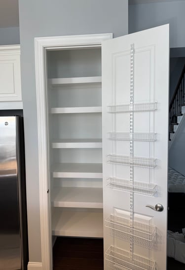 a kitchen pantry with a refrigerator and a refrigerator