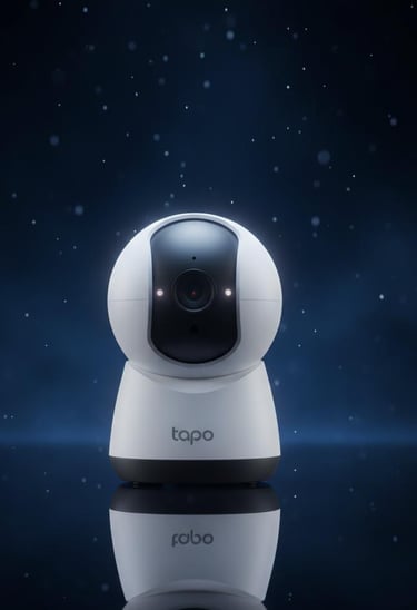 Banner con cámara de seguridad Wi-Fi domo Tapo C200 para monitoreo de hogar en Colombia