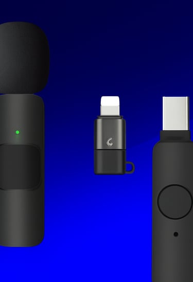 Fondo de micrófono inalámbrico K9 doble con entradas Lightning y Tipo C