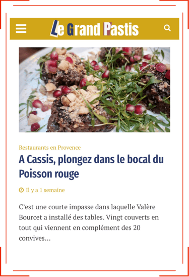 article culinaire à propos du Restaurant Le Poisson Rouge à Cassis