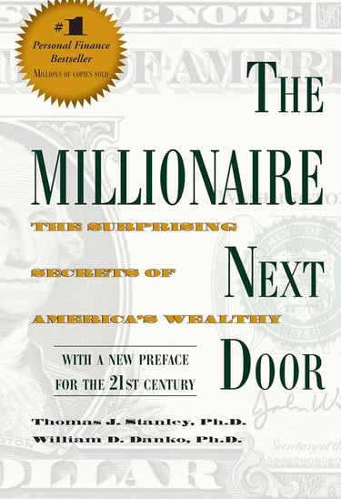 The Millionaire Next Door cover, personal finance book on habits of wealthy Americans.