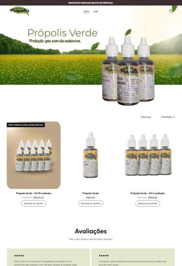 Site da Própolis Verde, cliente da Élan Digital, exibido no computador