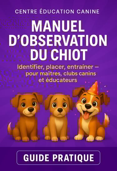 Livre, livret et eBook d’éducation canine – contenu pratique pour chiens et chiots. Centre Éducation Canine Lionel Renier.