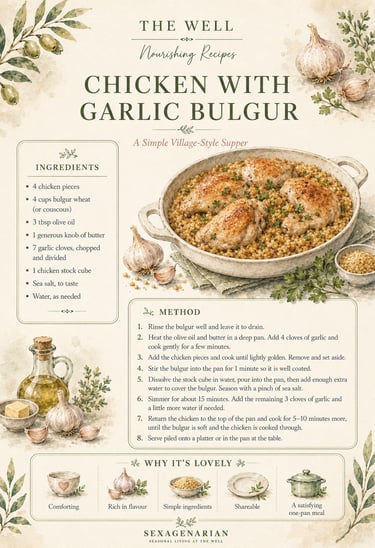 Chicken with garlic bulgur recipe