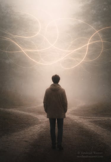 A person in a hazy environment symbolizing emotional confusion, fragmentation, and the early stages 