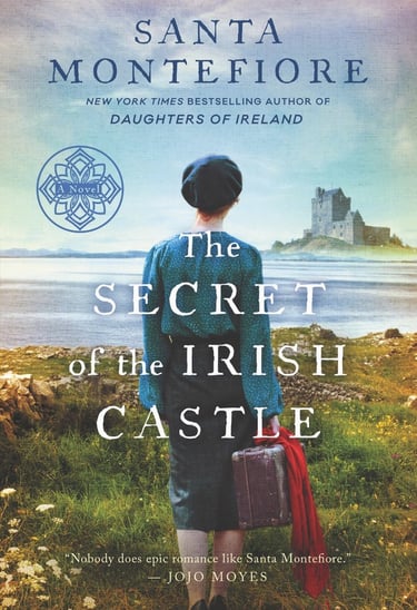 Cover of "The Secrets of the Irish Castle" with a woman near a seaside castle.