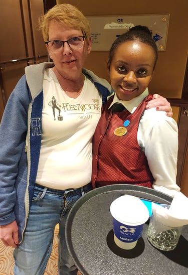 Lady with the best Regal Princess bar steward, Jacinta!