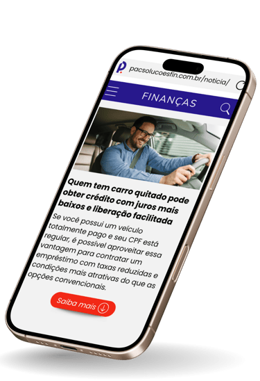 smarphone com a imagem do site pac soluções financeiras