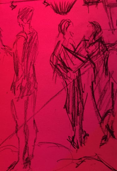 salsa dancers sketches drawings preparatory drawings