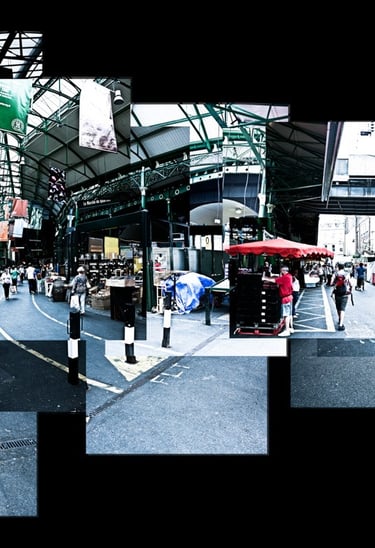 A large photo composition of Borough Market