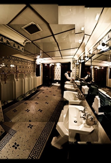 A very large photo joiner composition of Claridges toilet