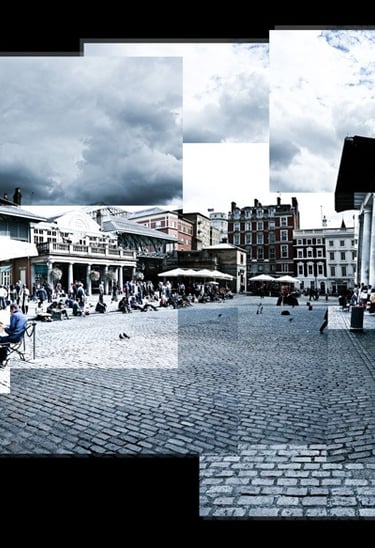 A massive joiner composition of the outside of Covent Garden