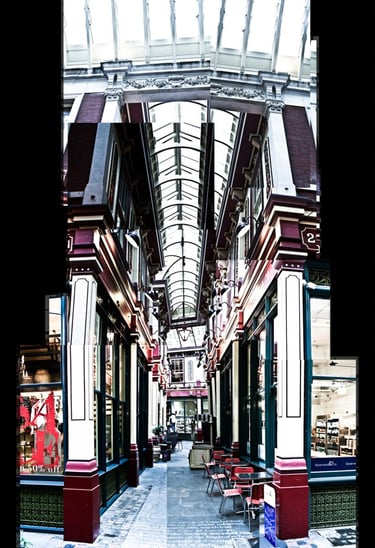 A large photo composition of Leadenhall Market