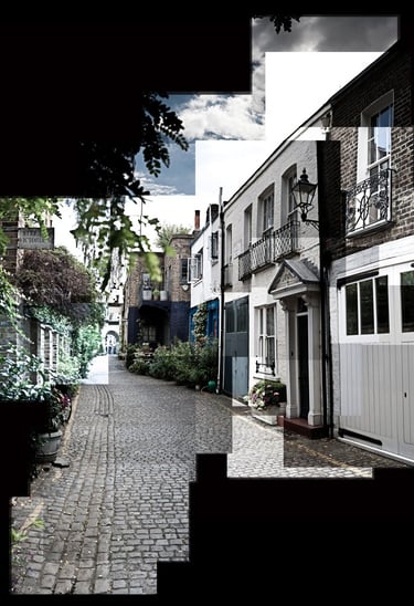 A very large photo joiner composition of a London Mews